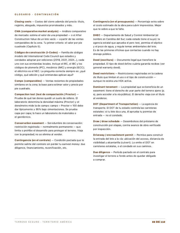 Glosario bilingüe de términos de terrenos